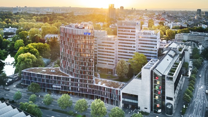 Drohnenaufnahmen des KFW Standorts Frankfurt am Main