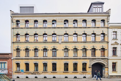 The front of the award-winning house in Leipzig