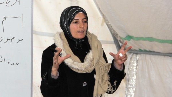 Hayat Bres is one of the teacher who stays at the Akcakale Camp in Sanliurfa. She enjoys doing her job even in the hard situations