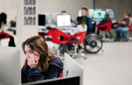 A student is working on a PC
