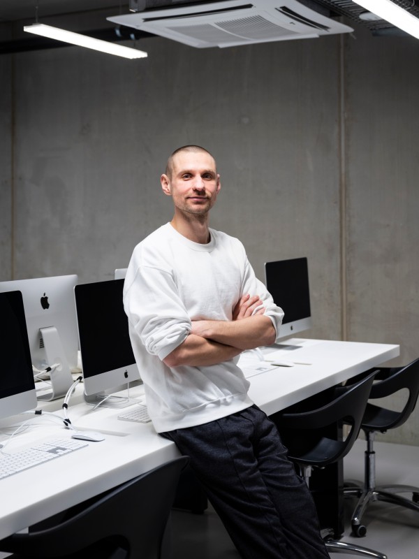 Pawel Mordel, the director of the TUMO Center in Berlin, stands in one of the classrooms of the education center room