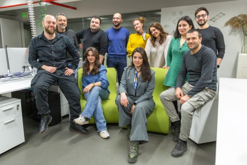 Arek Keshishian (front row: 1st person from left), architect responsible for the TUMO Frankfurt project, with his colleagues