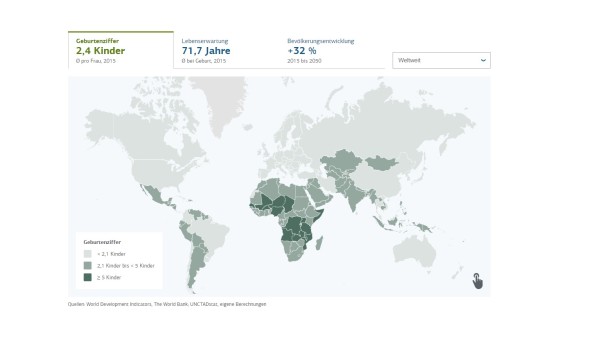 Interaktive Weltkarte zum demografischen Wandel