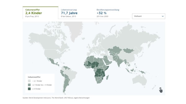 Interaktive Weltkarte zum demografischen Wandel