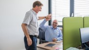 Nicholas Benedict giving Huw Tippett high-five