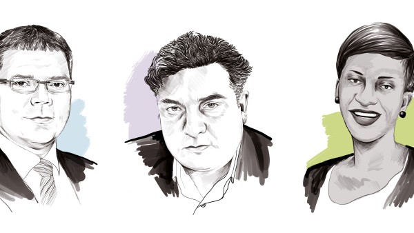 Illustrated portraits of the three people reporting from Nepal, Mexico and Malawi
