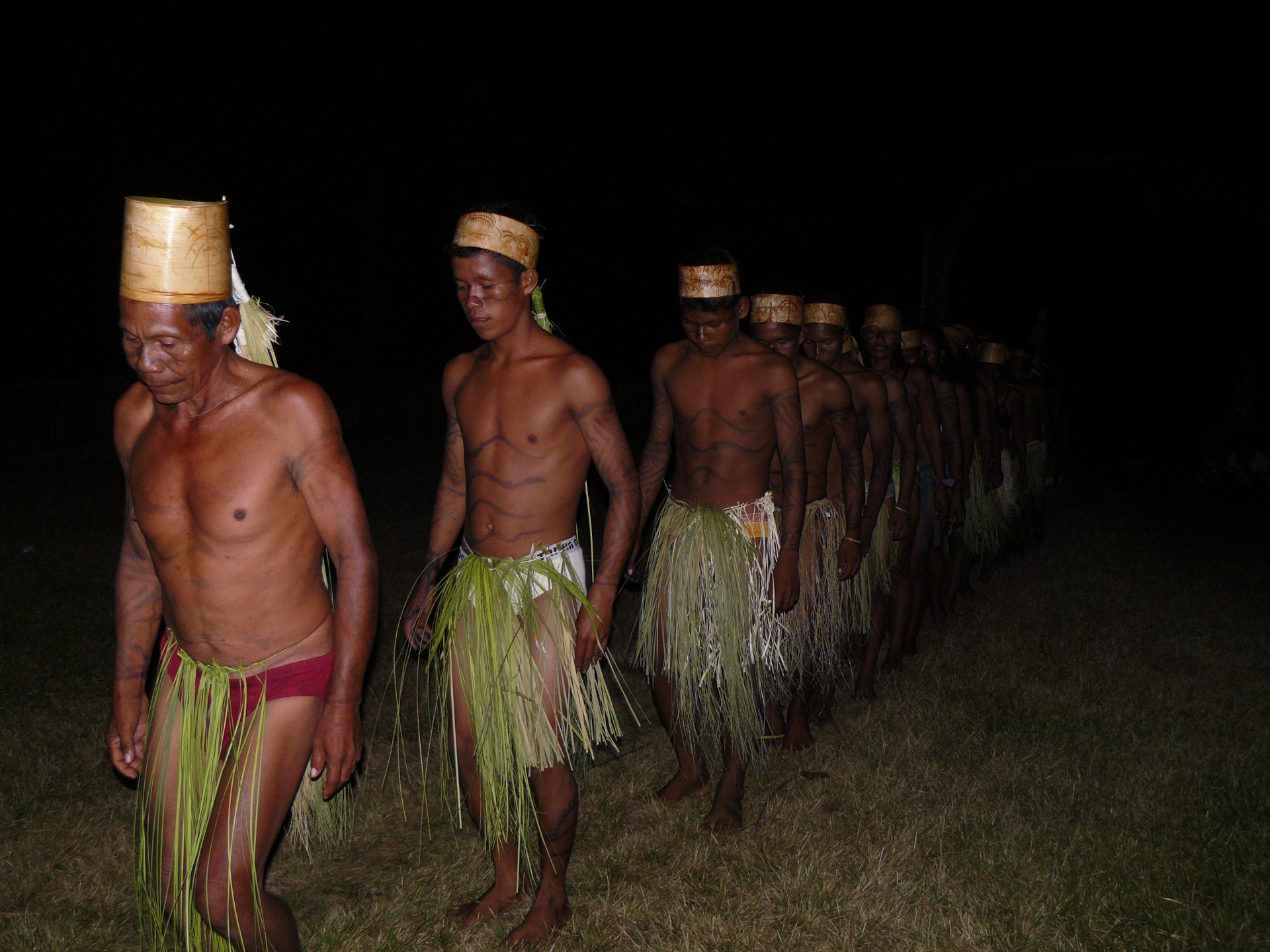 Dance ceremony of Amazonian indians in Brazil