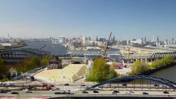 Blick auf die Hamburger HafenCity aus östlicher Richtung