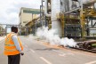 Worker at Olkaria geothermal power plant