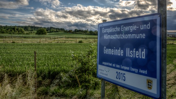 Ilsfeld's town sign: European energy and climate protection municipality 
