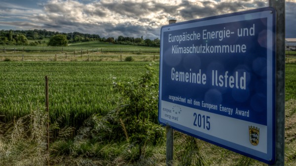 Ilsfeld's town sign: European energy and climate protection municipality