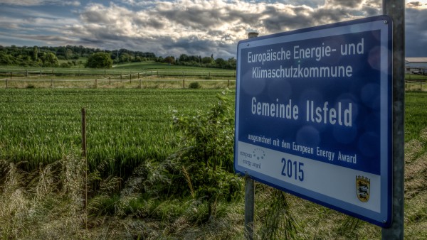 Ilsfeld's town sign: European energy and climate protection municipality 