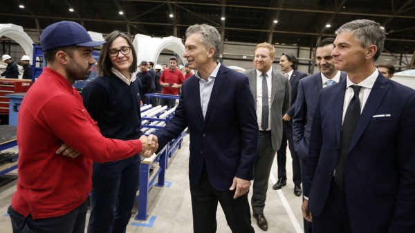 Präsident Mauricio Macri bei der Eröffnung des neuen Werks der Nordex Group in Córdoba 