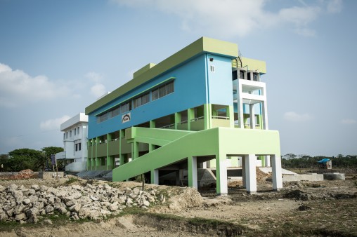 New schools in Bangladesh are built on pillars to protect against flood