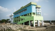 New schools in Bangladesh are built on pillars to protect against flood