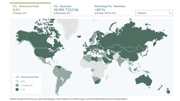 Screenshot Weltkarte CO2-Emissionen
