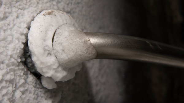 Icy door handle inside the seed vault