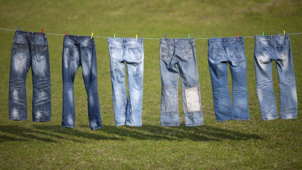 Blue jeans on a washing line