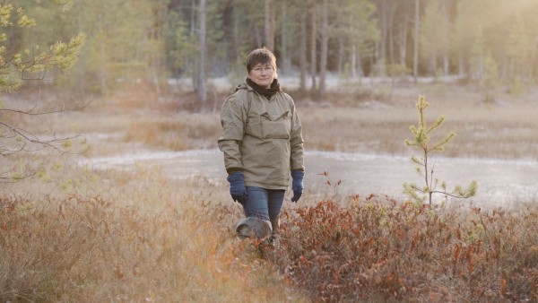 Biologist Tatiana Minayeva at her workplace, the peatland