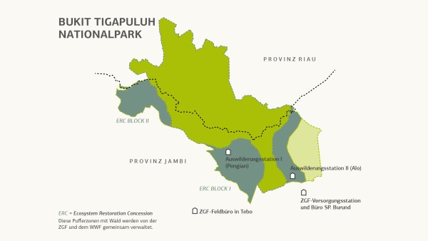Karte des Nationalparks Bukit Tigapuluh