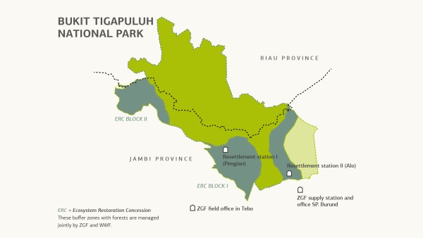 Map of Bukit Tigapuluh