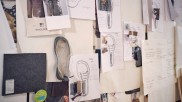 Sketches and drafts on a magnet board