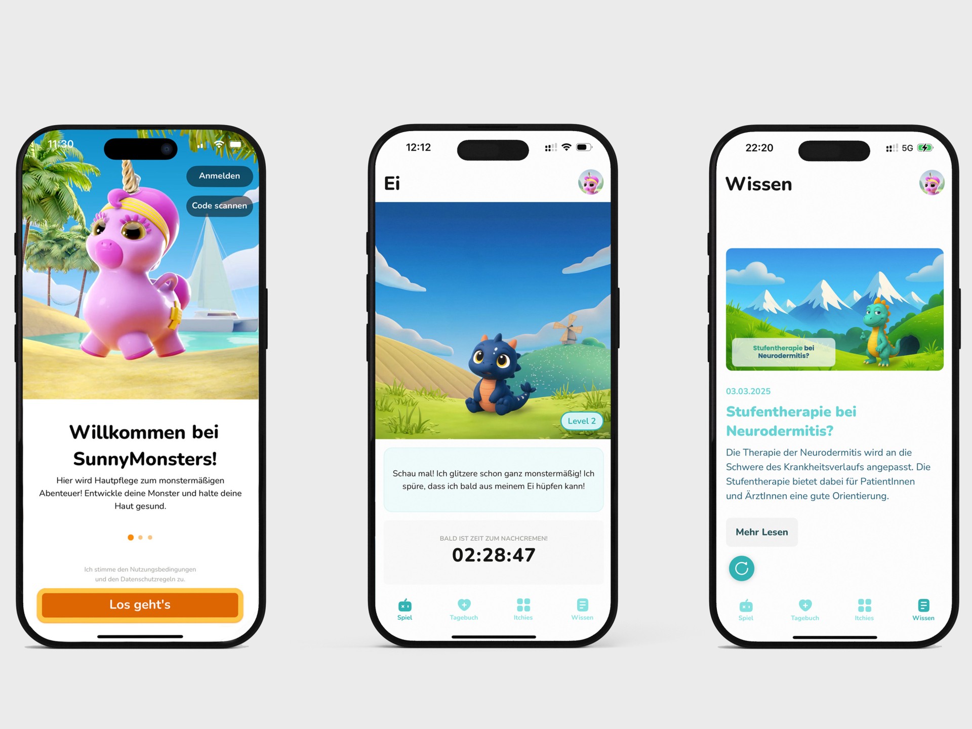 Screenshots der Itchy Monsters App