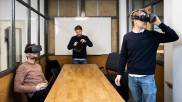 The three Sympatient founders Christian Angern, Julian Angern and Benedikt Reinke with VR glasses
