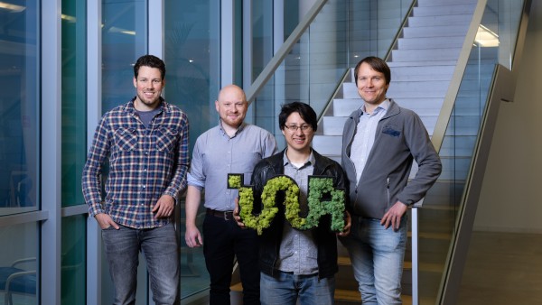 v.l.: Die Gründer von WasteAnt Maximilian Storp, Dr. Christian Müller, Arturo Gomez Chavez und Dr. Szymon Krupinski.