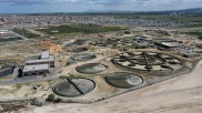 Aerial view sewage plant Zandvleit