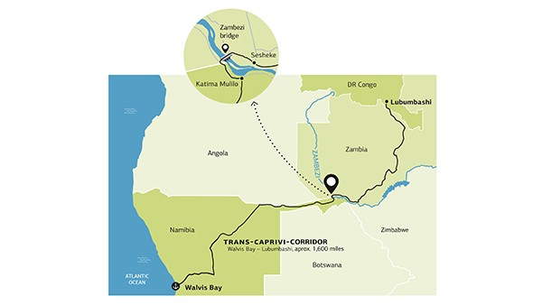 Map of Zambezi river