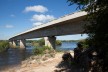 Bridge over the Zambezi shot from the riverside, looking up