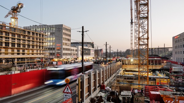 Baustellen des Bau des Citybahnhof Ulm und der Stadtquartiere um den Bahnhof